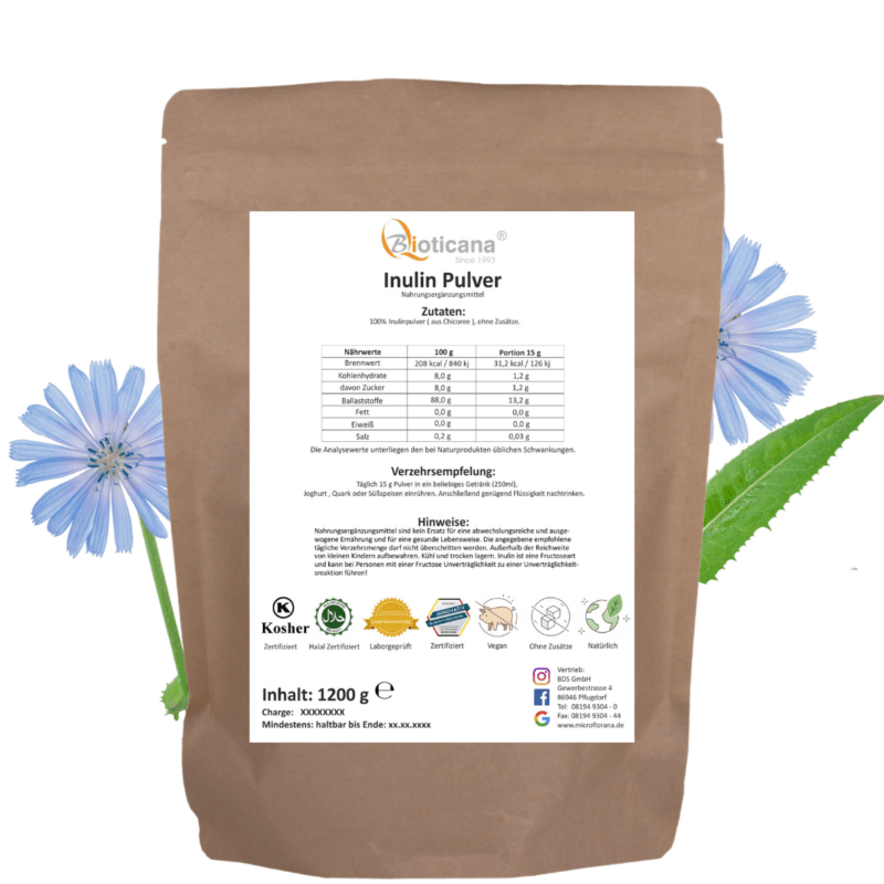 Inulin Pulver aus Chicoree, reich an Ballaststoffen