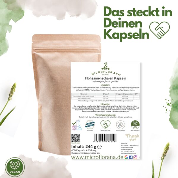 Flohsamenschalen Kapseln Etikett