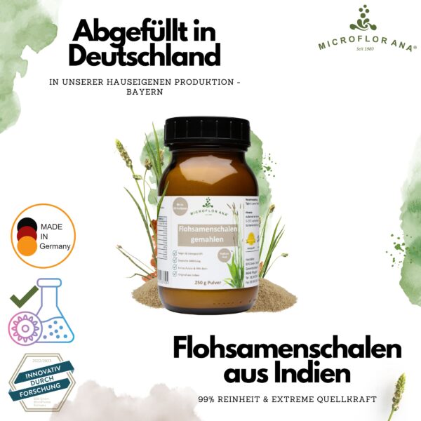 Flohsamenschalen Pulver 250 g abgefüllt in Deutschland